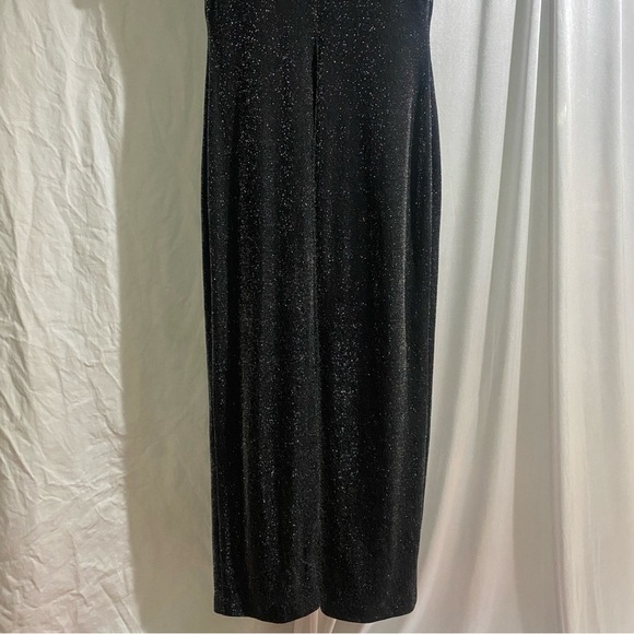 Lori Ann Montreal Vintage 90s Women's Petite 10 Black Sparkle Keyhole Maxi Dress - Picture 6 of 10